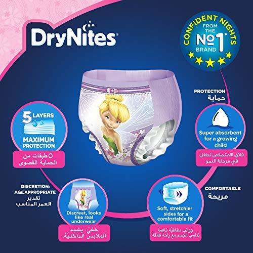 DryNites - Braguitas absorbentes para niñas de 4 – 7 años, 16 unidades