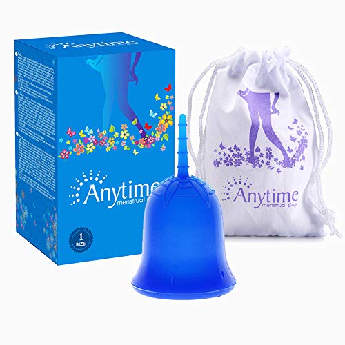 Dutchess Menstrual Cups Ropa de Copa Activa por 12 Horas Silicona de Grado médico, Flexible y Reutilizable, Suave para un Mejor Ciclo mensual y una sensación de Facilidad,Blue,L