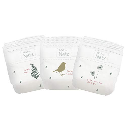 Eco by Naty Pañales, Talla/Tamaño 4,156 unidades, 7-18 kg, suministro para UN MES, Pañal ecológico Premium a base de fibras vegetales.0% plásticos derivados del petróleo en contacto con la piel