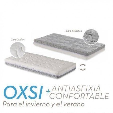 Ecus Kids Oxsi Colchón Cuna Oxígena HR con Cremallera perimetral 140x70 + Protector 2 en 1 Hipoalergénico Orgánico de Regalo