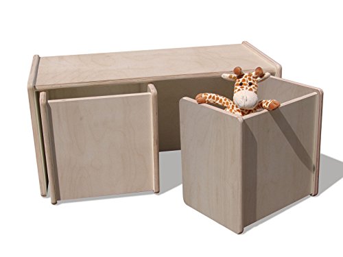 Eli de Kids Lätt 4 Reversible taburete & 1 mesa reversible – Natural