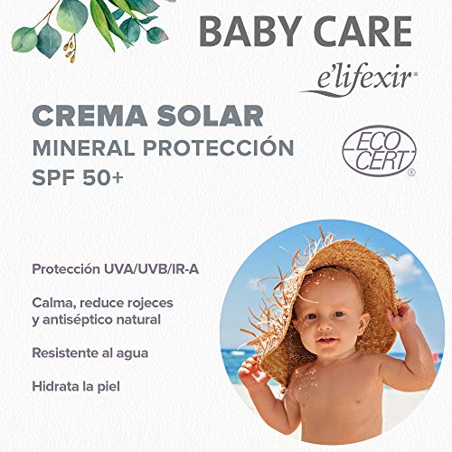 Elifexir Baby Care - Crema Solar  Niño y Bebé | Hidratante, Nutritiva, Resistente Agua | Protector Solar UVA/UVB/IR-A | 100% Filtros Minerales | Sin Parabenes | Hipoalergénica | Piel Sensible -100ml