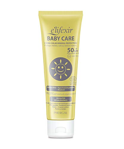 Elifexir Baby Care - Crema Solar  Niño y Bebé | Hidratante, Nutritiva, Resistente Agua | Protector Solar UVA/UVB/IR-A | 100% Filtros Minerales | Sin Parabenes | Hipoalergénica | Piel Sensible -100ml