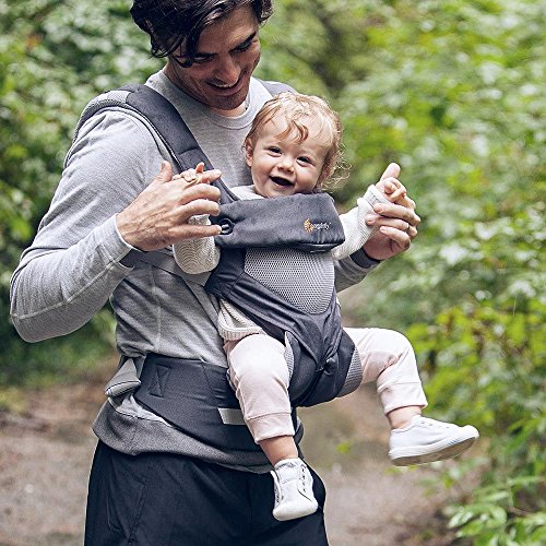 Ergobaby Mochila - Portabebé Ergonómica con Cojín para Recién Nacidos, 4-Posiciones de Porteo, Cool Air Mesh, Carbon Gris