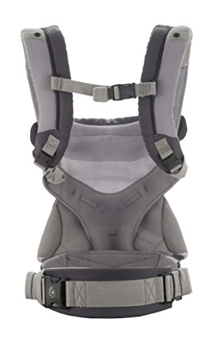 Ergobaby Mochila - Portabebé Ergonómica con Cojín para Recién Nacidos, 4-Posiciones de Porteo, Cool Air Mesh, Carbon Gris