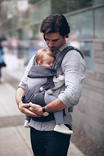 Ergobaby Mochila - Portabebé Ergonómica con Cojín para Recién Nacidos, 4-Posiciones de Porteo, Cool Air Mesh, Carbon Gris