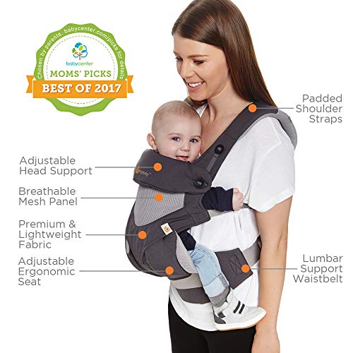 Ergobaby Mochila Portabebé Ergonómica Verano Transpirable 360 Cool Air Mesh Gris Carbon