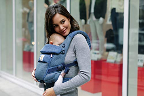 Ergobaby Mochila Portabebe Ergonómico Recien Nacido, Adapt Cool Air Mesh Flores Azules, Porta Bebes en Mochilas