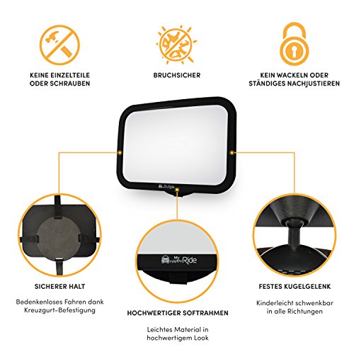 Espejo Hacia Asiento Posterior para Bebés, Espejo Retrovisor Inastillable para ver al Niño/Bebé en Asiento Infantil, espejo de Seguridad, Fácil Instalación, Efecto Antitemblor, Ajuste universal