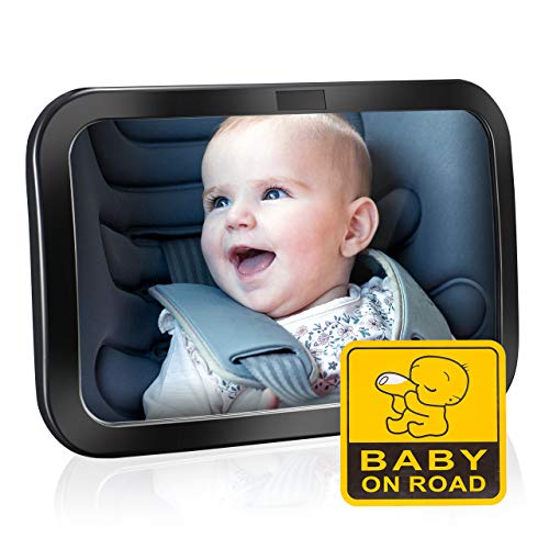 Espejo Retrovisor Bebé para Vigilar al Bebé en Coche, OMorc 360° Ajustable Irrompible Interior para Silla Trasera de Bebé/Asientos de Niños Orientados Hacia Atrás 100% Inastillable Espejo Coche Bebe