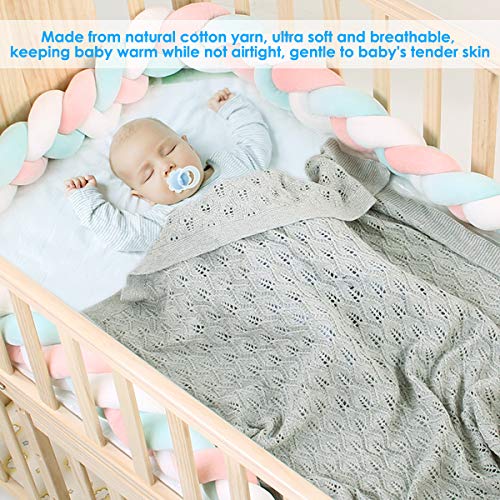 Eurobuy Manta de punto para recién nacidos, manta para bebés en hilo de algodón natural con sábanas envueltas en punto extra suave para niños y niñas (39,4 x 31,5 pulgadas)