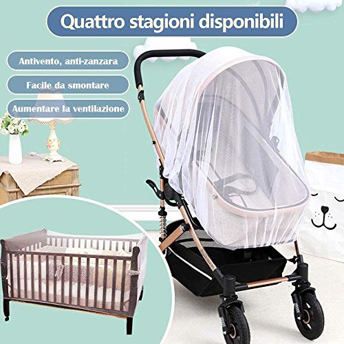 Faburo Universal Mosquitera Carrito Bebé,Mosquitera Bebé silla de paseo y cuna de viaje resistente, Protección Perfecto  Elástica y lavable,con Parche Repelente de Mosquitos * 72 piezas