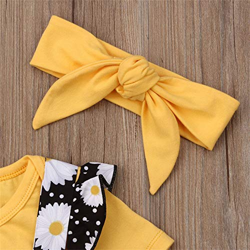 FELZ Ropa Bebe Niña Verano 2019 Ropa Bebe Recien Nacido Verano 3 Meses a 4 Años - 3PC/Conjunto - Amarillo Camiseta Mangas Cortos+ Pantalones/Falda + Banda de Pelo Original Fiesta Bebe Reborn niña