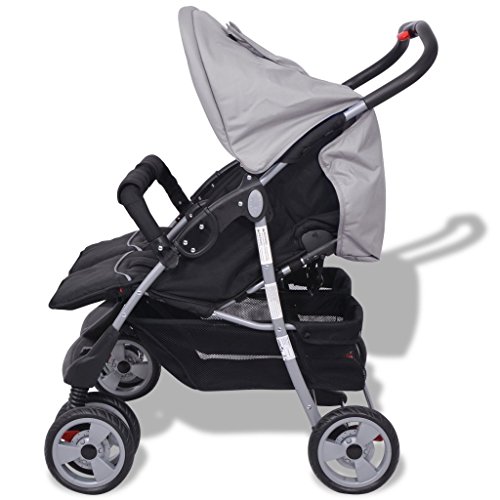 Festnight- Carrito Doble para Gemelos Sillas de Paseo 93 x 68 x 103 cm/ (Plegado): 94 x 80 x 44 cm