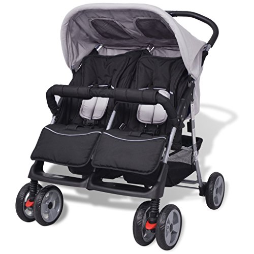 Festnight- Carrito Doble para Gemelos Sillas de Paseo 93 x 68 x 103 cm/ (Plegado): 94 x 80 x 44 cm