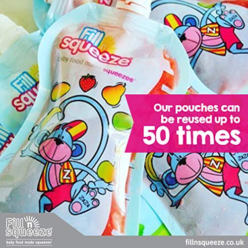 Fill n Squeeze, Sistema bolsas de destete, alimentos bebés, refrigerios y viajes