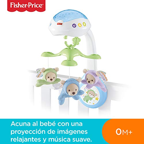 Fisher-Price- Butterfly Dreams 3-in-1 Projection Mobile Polar Móvil con ositos, juguetes bebe, Multicolor (Mattel CDN41)