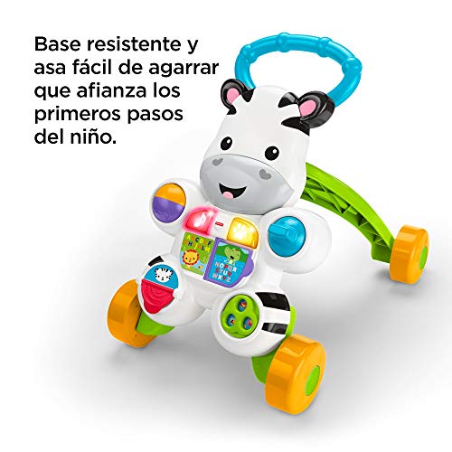 Fisher-Price- Cebra parlanchina primeros pasos, andador bebes, Multicolor (Mattel DLD87)