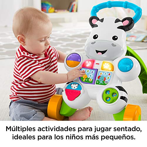 Fisher-Price- Cebra parlanchina primeros pasos, andador bebes, Multicolor (Mattel DLD87)