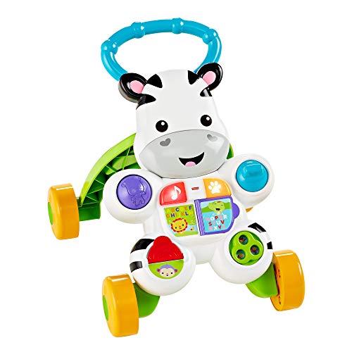 Fisher-Price- Cebra parlanchina primeros pasos, andador bebes, Multicolor (Mattel DLD87)