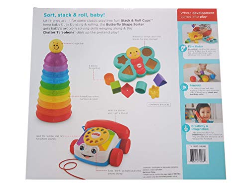 Fisher Price Clasificador con Forma de Mariposa, Teléfono y Tazas Apilables