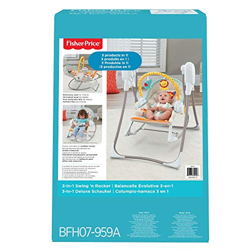 Fisher-Price Columpio hamaca 3 en 1, para bebé recién nacido (Mattel BFH07)