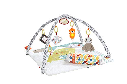 Fisher-Price Gimnasio sensorial llama, manta de juego para bebés recién nacidos, multicolor (Mattel GKD45)