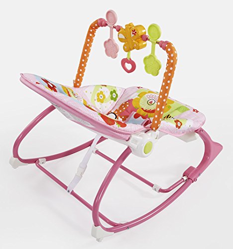 Fisher-Price Hamaca crece conmigo conejitos divertidos rosa para bebé (Mattel Y8184)