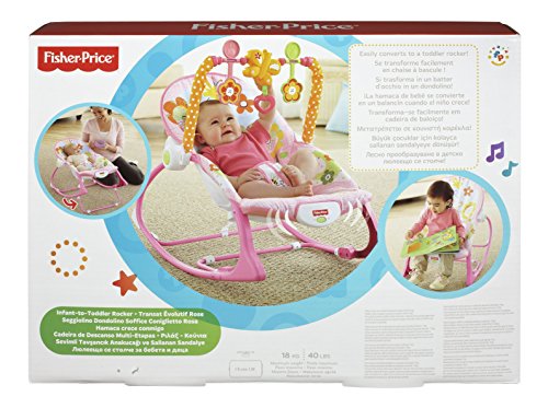 Fisher-Price Hamaca crece conmigo conejitos divertidos rosa para bebé (Mattel Y8184)