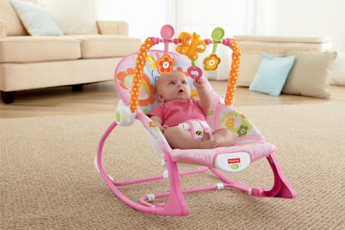 Fisher-Price Hamaca crece conmigo conejitos divertidos rosa para bebé (Mattel Y8184)