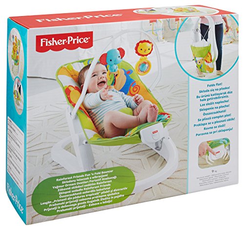 Fisher-Price Hamaca plegable animalitos de la selva, hamaca para bebé (Mattel CMR20)