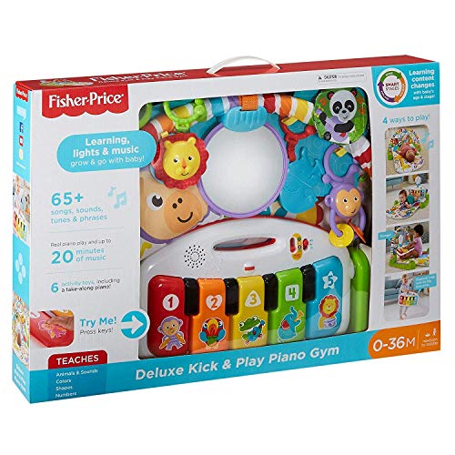 Fisher-Price Kick and Play - Alfombrilla para jugar al piano, con centro de actividad, música y sonidos, apto desde el nacimiento