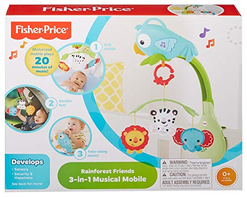 Fisher-Price Móvil musical 3 en 1, juguete de cuna con música para bebé (Mattel CHR11)