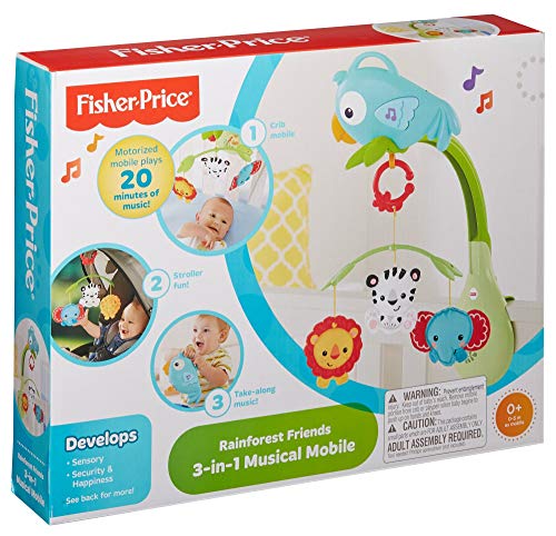 Fisher-Price Móvil musical 3 en 1, juguete de cuna con música para bebé (Mattel CHR11)