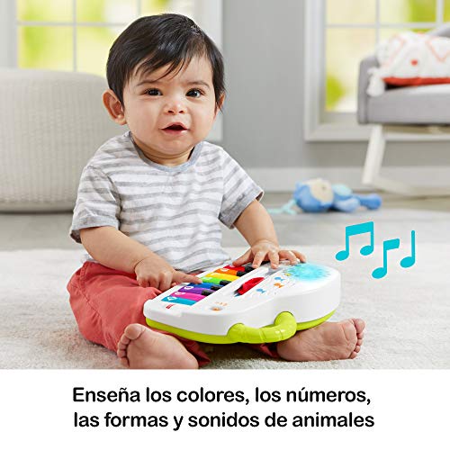 Fisher-Price Piano juega y aprende, juguete musical para bebé +6 meses (Mattel GFK00)