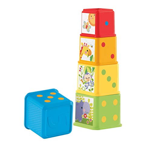 Fisher-Price- Rey Leon Bloques apila y descubre, juguetes bebe, Multicolor (Mattel CDC52)