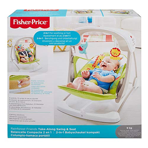 Fisher-Price- Rey Leon Columpio hamaca portable 2 en 1, juguetes bebe (Mattel CCN92)