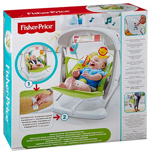 Fisher-Price- Rey Leon Columpio hamaca portable 2 en 1, juguetes bebe (Mattel CCN92)