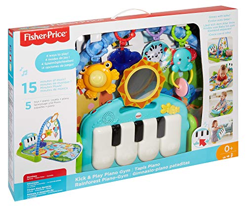 Fisher-Price rey leon Gimnasio piano pataditas, manta de juego para bebé, color verde (Mattel BMH49)