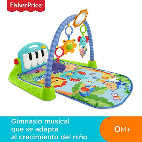 Fisher-Price rey leon Gimnasio piano pataditas, manta de juego para bebé, color verde (Mattel BMH49)