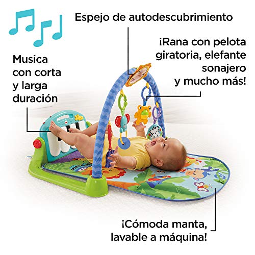 Fisher-Price rey leon Gimnasio piano pataditas, manta de juego para bebé, color verde (Mattel BMH49)