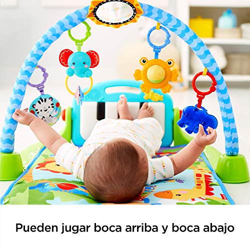 Fisher-Price rey leon Gimnasio piano pataditas, manta de juego para bebé, color verde (Mattel BMH49)