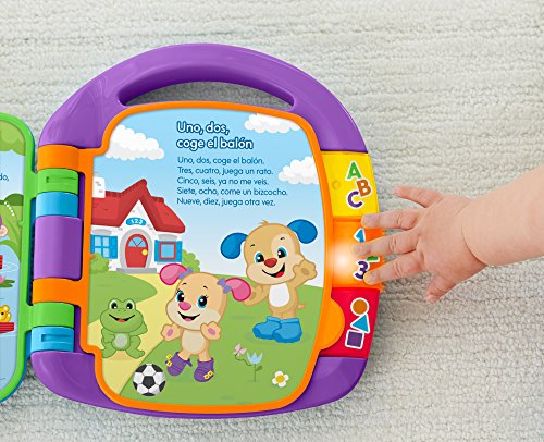 Fisher-Price-Ríe y Aprende, Libro interactivo de aprendizaje, juguetes educativos, multicolor, (Mattel FRC69)