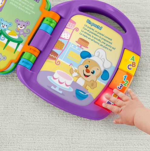 Fisher-Price-Ríe y Aprende, Libro interactivo de aprendizaje, juguetes educativos, multicolor, (Mattel FRC69)