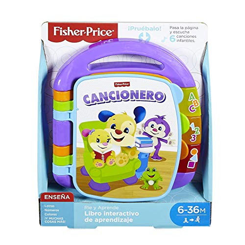 Fisher-Price-Ríe y Aprende, Libro interactivo de aprendizaje, juguetes educativos, multicolor, (Mattel FRC69)