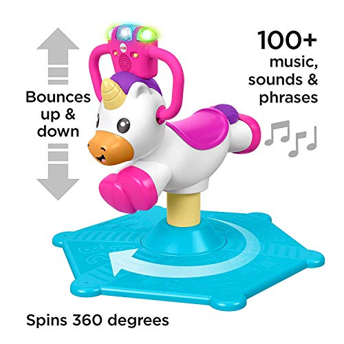 Fisher-Price Unicornio de Rebote y Giro, Juguete Musical para Montar, Multicolor (Mattel GHY50)