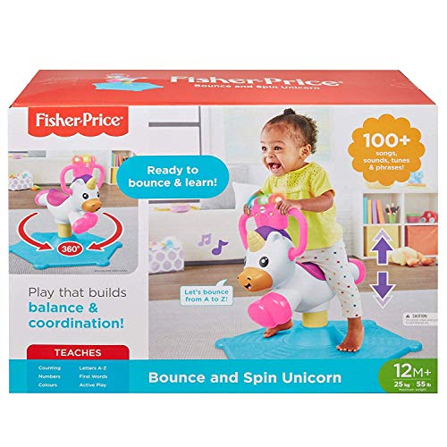 Fisher-Price Unicornio de Rebote y Giro, Juguete Musical para Montar, Multicolor (Mattel GHY50)