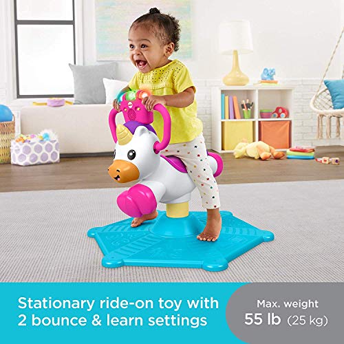 Fisher-Price Unicornio de Rebote y Giro, Juguete Musical para Montar, Multicolor (Mattel GHY50)