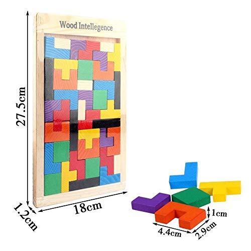 Flybiz Puzzle de Madera Tetris，Tangram Rompecabezas Juego Juguetes educativos (40 Piezas)，Jigsaw Puzzle Tetris del Juguete, Tetris del Niño del Juguete De Niños Montessori Rompecabezas De Madera