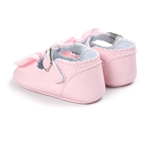 Fossen Bebe Niñas Zapatos de Vestir Recién Nacido Primeros Pasos de Suela Blanda con Bowknot Princesa Estilo (0-6 Meses, Rosa)